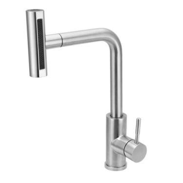 Imagem de Torneira Cozinha 4 Jatos Monocomando Ducha Extensível Inox - Modelar