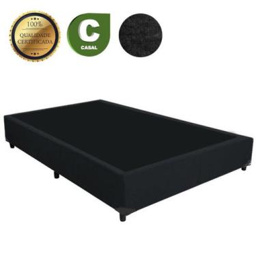 Imagem de Base Cama Box Casal 1,38 x 1,88 x 0,28 Suede Amassado Lobbox - Preto