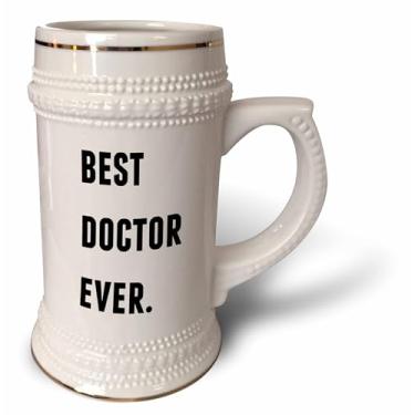 Imagem de 3dRose Best Doctor Ever, letras pretas em um fundo branco - Caneca de Stein, 510 g, 640 ml