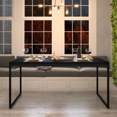 Imagem de Mesa De Jantar Retangular 4 Lugares Preta Industrial Estilo Vintage 12