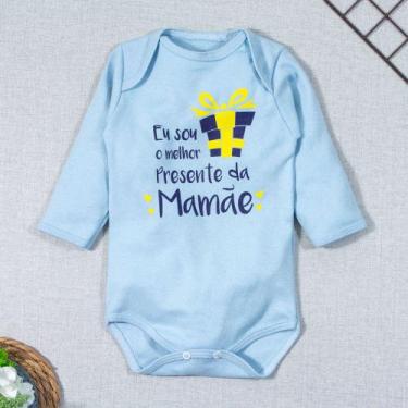 Imagem de Body longo de bebê frase presente da mamãe azul claro - Era Uma Vez, 3