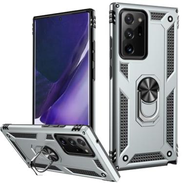 Imagem de LUMARKE Capa para Galaxy Note 20 Ultra, teste de queda de 4,9 m, capa resistente de grau militar com suporte de anel magnético, capa protetora para celular para Samsung Galaxy Note 20 Ultra prata