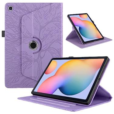 Imagem de Capa giratória para Samsung Galaxy Tab S6 Lite 2024 de 10,4 polegadas, giratória de 360°, capa de couro PU premium, leve, multi-ângulo, com suporte para caneta para modelo SM-P620/SM-P625-Roxo