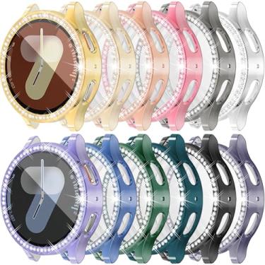 Imagem de [Pacote com 12] Película protetora de tela RICHONE Bling compatível com Samsung Galaxy Watch 7 de 44 mm, capa protetora de TPU flexível com strass e proteção total antirarranhões para Galaxy Watch7