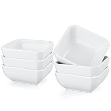 Imagem de Yedio Conjunto de 6 tigelas quadradas de 85 g, molho de cerâmica branca para soja, ketchup, aperitivos, acompanhamentos, lanches e muito mais