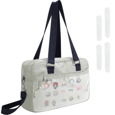 Imagem de WAYUTO Bolsa tiracolo Ita Bag Messenger Bolsa de ombro Kawaii Pin Display Bag com inserção para cosplay de anime, Cinza