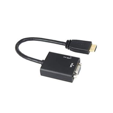 Imagem de AMZER Cabo adaptador conversor de vídeo HDMI macho para VGA fêmea com áudio de 3,5 mm para computador CRT LED monitor laptop, 15 cm - preto