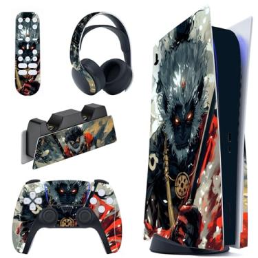 Imagem de PlayVital Conjunto completo de decalque para console ps5 edição de disco, adesivo de vinil para controle ps5, estação de carregamento, fone de ouvido e controle remoto de mídia - Fallen Wukong