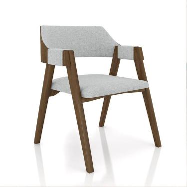 Imagem de Cadeira Sala De Jantar E Jogos Carteados Madeira Maciça Poker Linho Cinza-nogueira G42 - Gran Belo