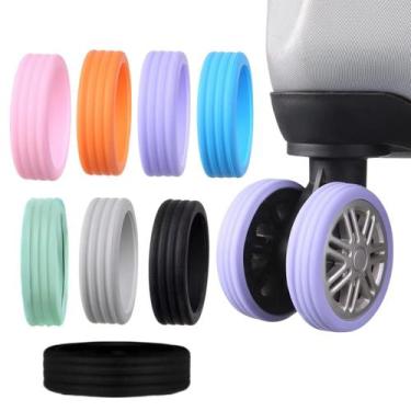 Imagem de Kit 8 Protetor De Rodas Mala Bagagem Viagem Capa De Silicone - Proteto