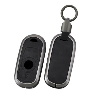 Imagem de HIBEYO Capa de chaveiro compatível com Buick Enclave Lacrosse Cascada GL8 Verano Encore Regal Envision Acessórios Couro e liga de zinco Smart 2 botões com chaveiros - 2 botões pretos