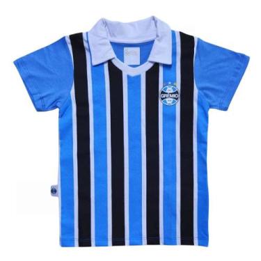 Imagem de Camisa Infantil Grêmio Polo Listrada Retrô Oficial - Revedor, Tam 4