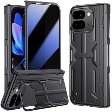 Imagem de Capa de privacidade para Google Pixel 9 Pro Fold, com suporte grande oculto, proteção total da dobradiça, protetor de tela antiespião, proteção de 360 graus, capas de telefone finas originais para