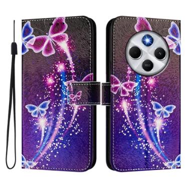 Imagem de Capa carteira para Xiaomi Poco C75, 3 compartimentos para cartão, 1 compartimento para dinheiro, capa flip de couro PU com padrão fofo, capa com fivela magnética à prova de choque, compatível com sem