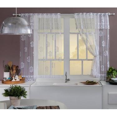 Imagem de CORTINA DE RENDA PARA JANELA DA COZINHA COR BRANCA 2,50m - BruceBaby B