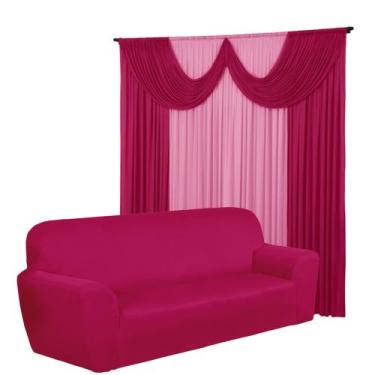 Imagem de Kit Sala Cortina 2 Metros Paris + Capa 4 Lugares Coladinha Spandex - D