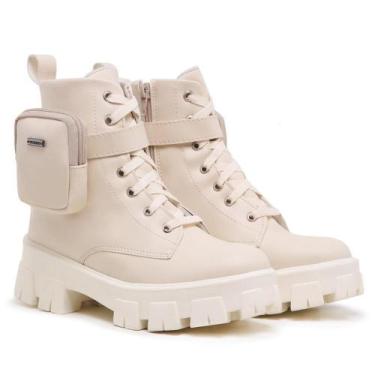 Imagem de Bota Feminina Coturno Tratorada Cano Médio Cadarço Casual - NOVO HÁBIT