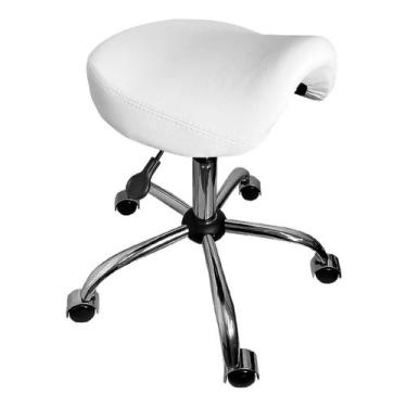 Imagem de Cadeira Mocho Banqueta Sela Branco Base Cromada - ULTRA Móveis