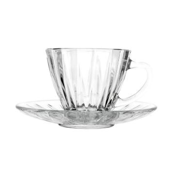 Imagem de Conjunto 2 Xícaras para Chá de Cristal com Pires Radial 180ml 220367 - Lyor