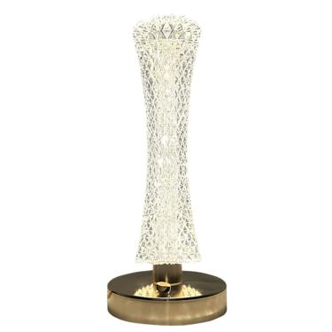 Imagem de Luminária de Mesa Abajur Canton Tower Dourada 24CM Led 3W 3em1 Recarregável e Dimerizáv...