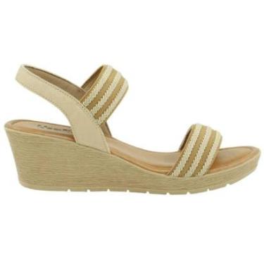 Imagem de Sandália Anabela Usaflex AB8704014 Elástico Bege-Feminino
