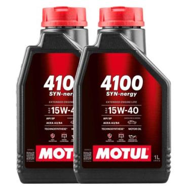 Imagem de Kit 2 Óleos de Motor Motul 4100 SYN-Nergy Semi Sintético 15W40 Api SP 
