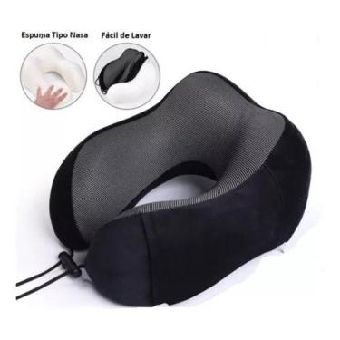 Imagem de Almofada Nasa Travesseiro Pescoço Viagem Com Fecho Ajustável Preto - m
