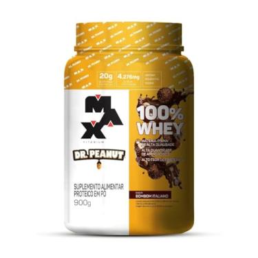Imagem de 100% Whey Max Titanium x Dr. Peanut (900g), Sabor Bombom Italiano