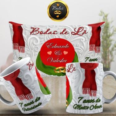 Imagem de Kit 2 Canecas e 1 Uma Almofada 20x30 Bodas de Lã - Personalizada Innov