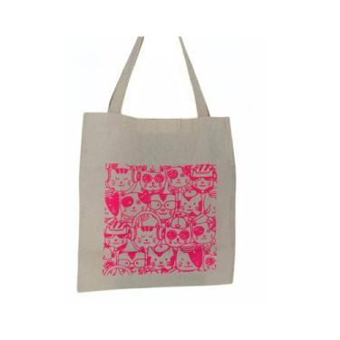 Imagem de Bolsa Ecobag  100% algodão Estampa GATOS (rosa) - CARIOCA MAIS