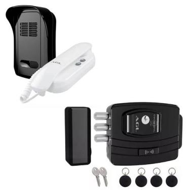 Imagem de Kit Porteiro Coletivo 6 Pontos + Interfone + Fechadura E Tag - AGL