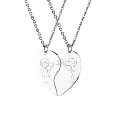 Imagem de RAMESONL Colar para casais melhores amigos para 2, colares com pingente de relacionamento combinando, presentes de aniversário de compromisso, para casais, amigos, adolescentes, mulheres e homens