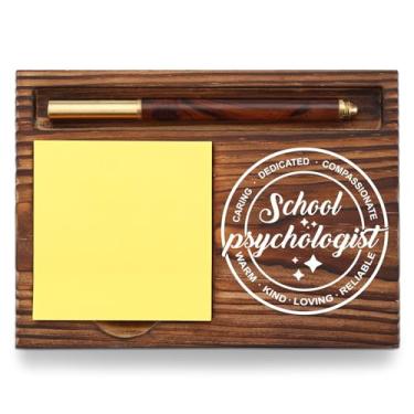 Imagem de Porta-notas adesivas de madeira para psicólogos escolares, presente de agradecimento a conselheiro psicológico, presente de agradecimento para pós-graduação em psicologia, assistente social, suporte