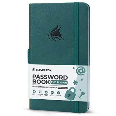 Imagem de Clever Fox Livro de senhas 2ª edição – Protetor de senha de capa dura com abas alfabéticas – Caderno de endereços da Internet e diário organizador de detalhes de login – 10,4 x 19,3 cm (azul-petróleo)