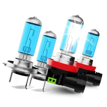 Imagem de SPBRTBUB Lâmpadas de farol compatíveis com Elantra 2012 2013, substituição de farol de halogênio H7 H11, farol alto H11 farol baixo, 6000K branco, Plug N Play, pacote com 4