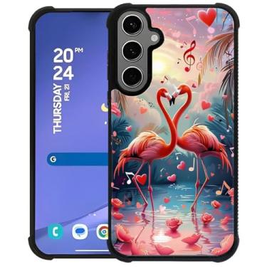 Imagem de CARLOCA Capa para Samsung Galaxy S24 Plus S25 Plus, Flamingo Tropical Flower Music Pattern Ultra Proteção à prova de choque de silicone macio TPU antiderrapante para Samsung Galaxy S24 Plus S25 Plus