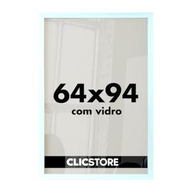 Imagem de Moldura Decorativa 64x94 cm p/Quadro Pôster Imagem Fotografia Painel Decorativo com Vidro Parede Sala Quarto Escritório (Branco)