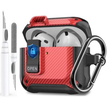 Imagem de Olytop Capa para Airpods 4 com clipe de bloqueio, capa robusta Apple Airpods 4ª geração 2024 masculina e feminina, armadura à prova de choque para iPod 4 geração, capa rígida protetora com mosquetão e