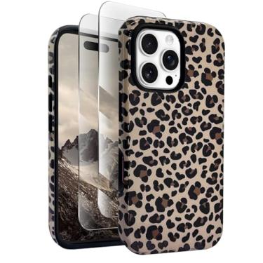 Imagem de J.west Capa compatível com iPhone 16 Pro Max, capa híbrida de leopardo de animais fofos para meninas e mulheres, capas protetoras estéticas para iPhone 16 Pro Max 17.5 cm Cheetah