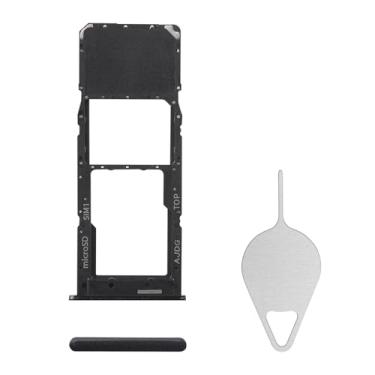 Imagem de BESJMYT Substituição da bandeja do cartão SIM para Samsung Galaxy A04s (versão SIM único) Adaptador de suporte de slot de bandeja de cartão preto com ejetor de agulha para A04s SM-A047F