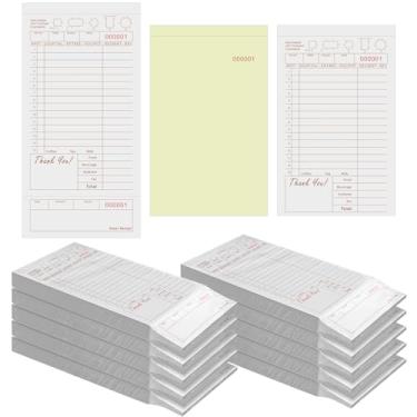 Imagem de Qilery 3000 folhas de 3 partes almofadas de verificação de convidado papel para notas de servidor sem carbono bege e branco bloco de cheques soltos para servidores garçom recibo de comida para