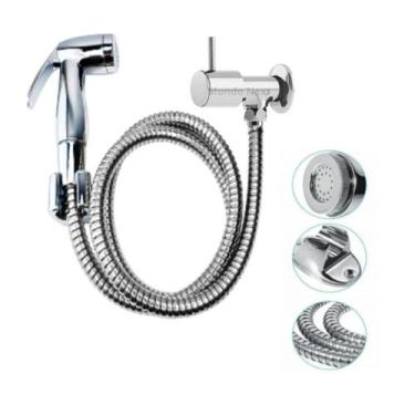 Imagem de Ducha Higiênica Registro Aço Inox Super Luxo Com Derivação - Mundo Nex