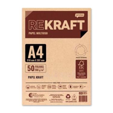 Imagem de Papel Kraft A4 200g 50 folhas reciclado multiuso Jandaia