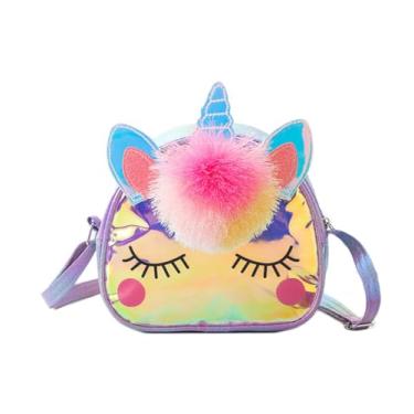Imagem de Bolsa tiracolo feminina de unicórnio com glitter e lantejoulas, Tiepurple, One Size