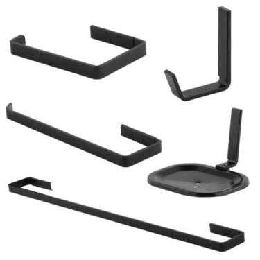 Imagem de Acessórios Para Banheiro Quadrado 5 Peças  em Alumínio Preto ou Cromad