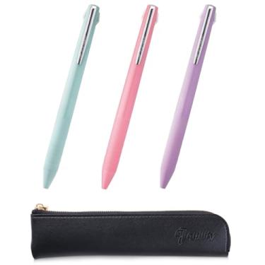 Imagem de QULLITY Jetstream Caneta esferográfica compacta fina de 0,38 mm, 3 cores (preta, vermelha, azul) conjunto de 3 cores corporais, capa fina preta original