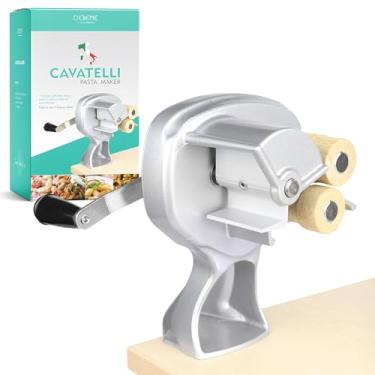 Imagem de O'Creme Máquina de fazer massa Cavatelli – Máquina italiana original para fazer macarrão – Rolos de madeira com revestimento antiaderente, acessório para macarrão – Fácil de limpar e corte preciso