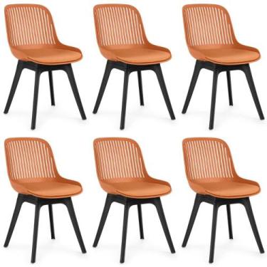Imagem de Kit 6 Cadeiras de Jantar Estofada Design Marcela - Marrom - Magazine D
