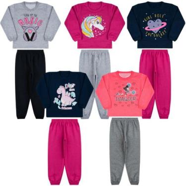 Imagem de Kit 4 Conjunto Inverno Moletom Infantil Roupa De Frio Menina Menino - 