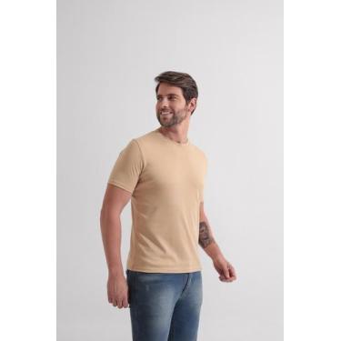 Imagem de Camiseta Masculina Básica Anti-Odor Slim Algodão Pima Peruano, Bege, G